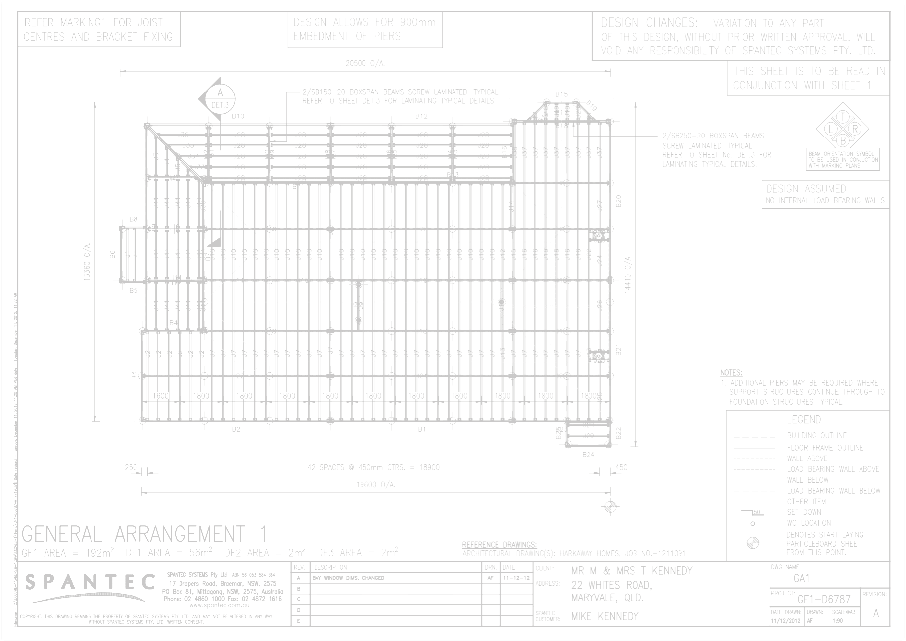 Example of a General Arrangement drawing for residential floor framing