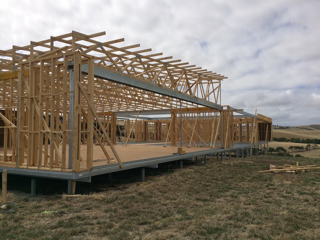 Boxspan floor frame with timber wall frames