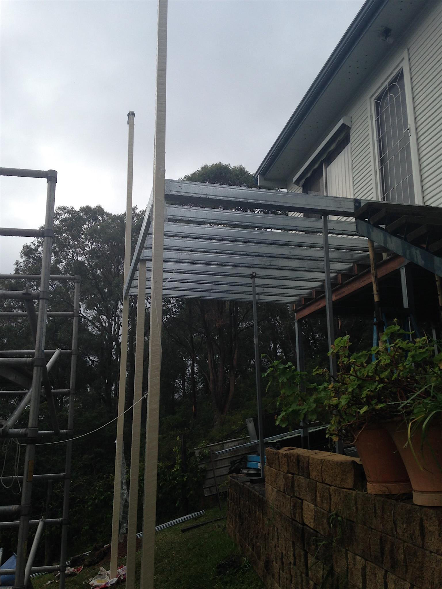 Elevated Boxspan deck frame and powder coated posts