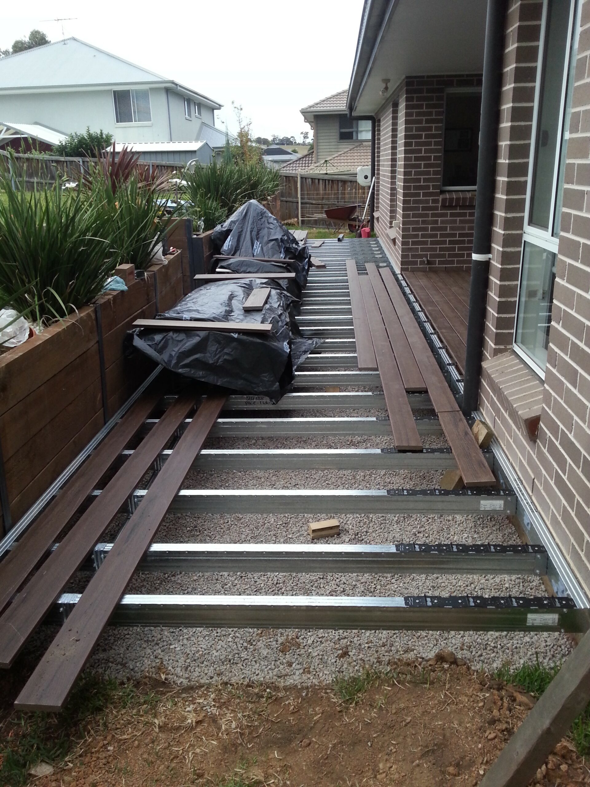 Decking boards over Boxspan deck frame